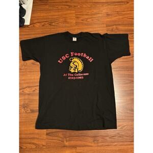 Vintage 90s USC Football At The Coliseum 1923-1993 Single Stitch Black Shirt XL